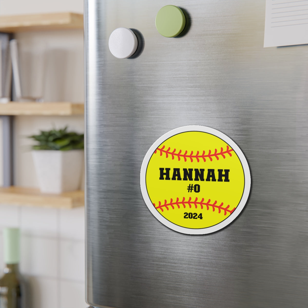 Personalized Softball Die-Cut Magnet