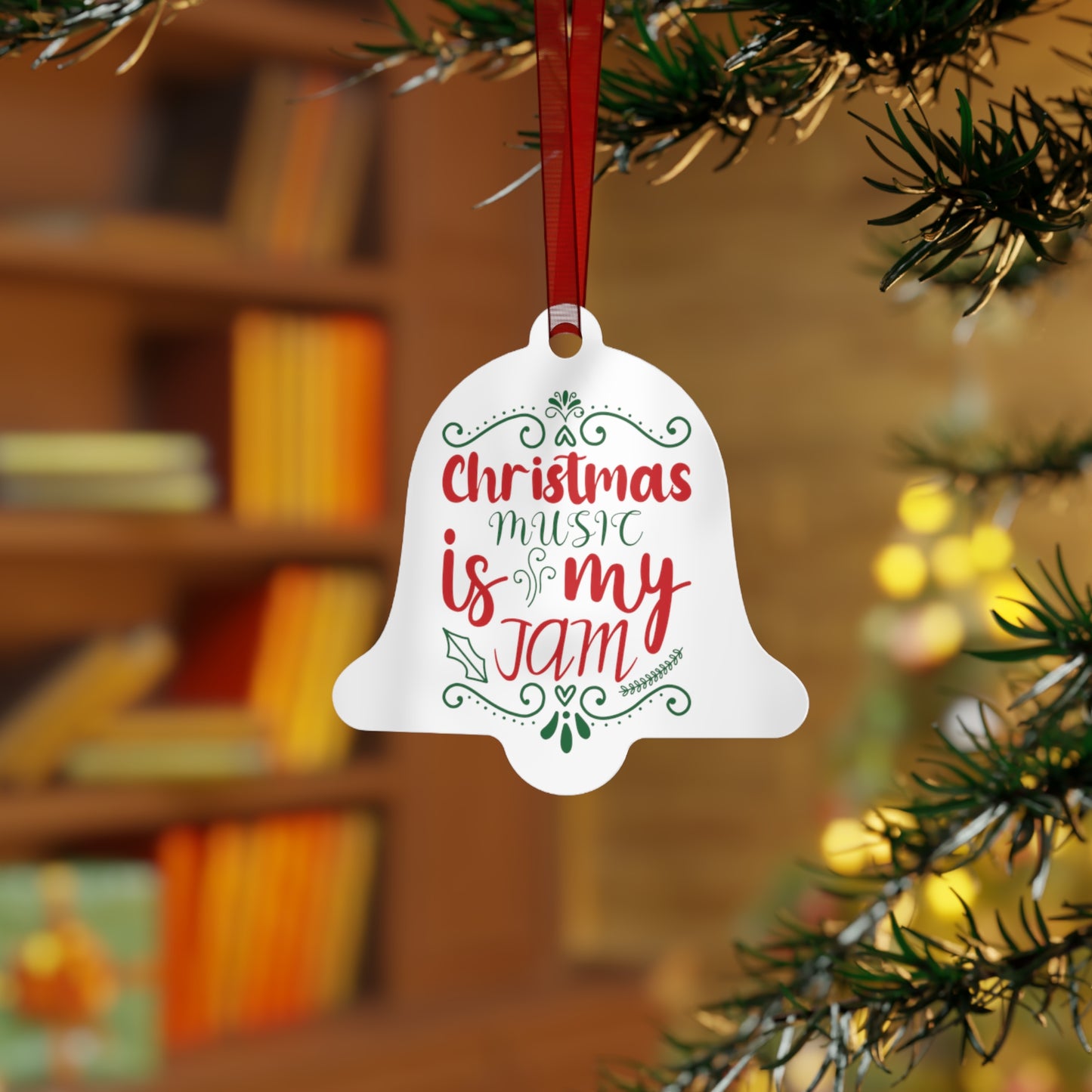 Christmas Music is My Jam Metal Ornament