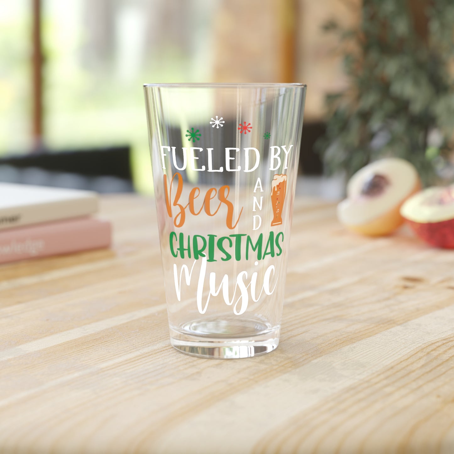 Fueled by Beer and Christmas Music Pint Glass, 16oz