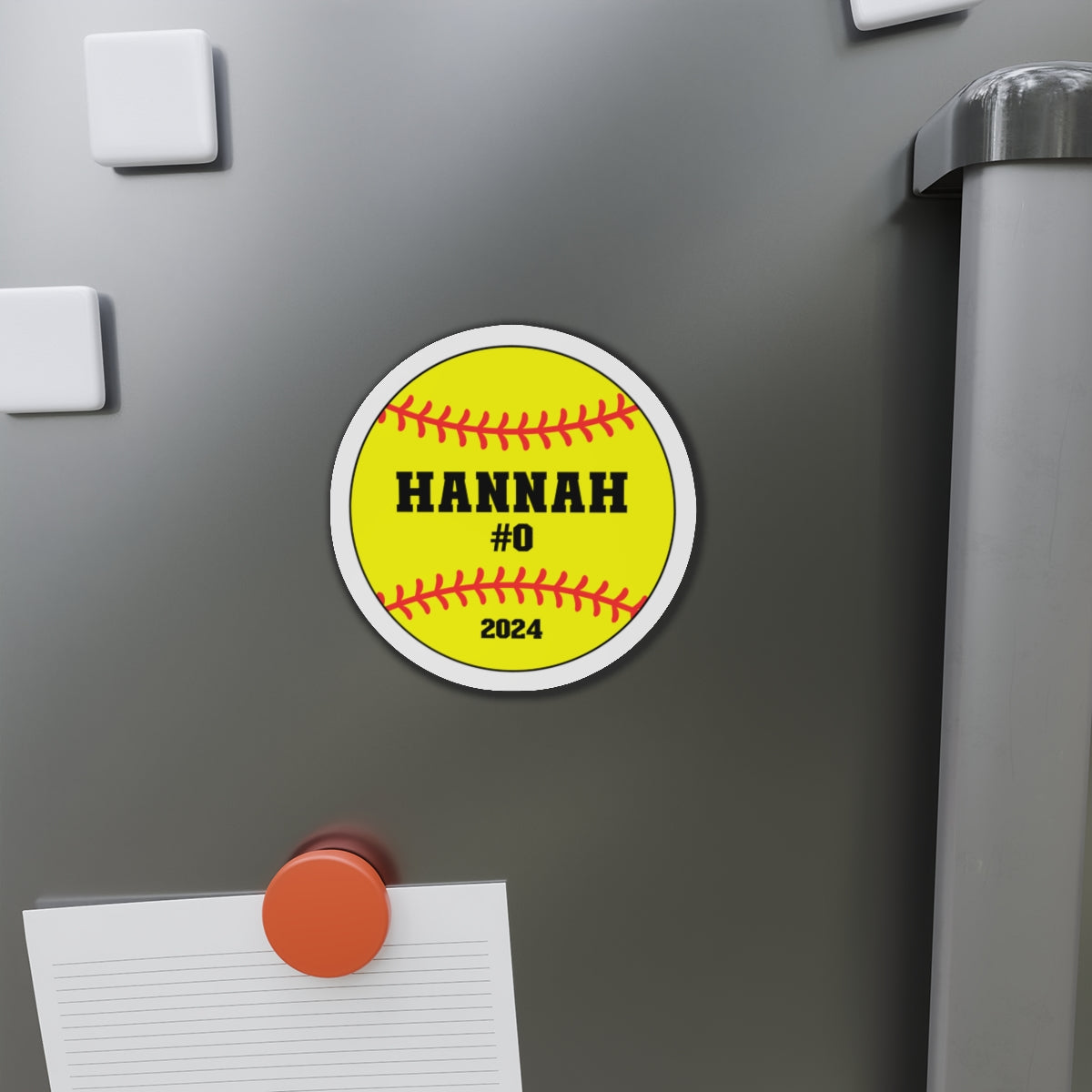 Personalized Softball Die-Cut Magnet