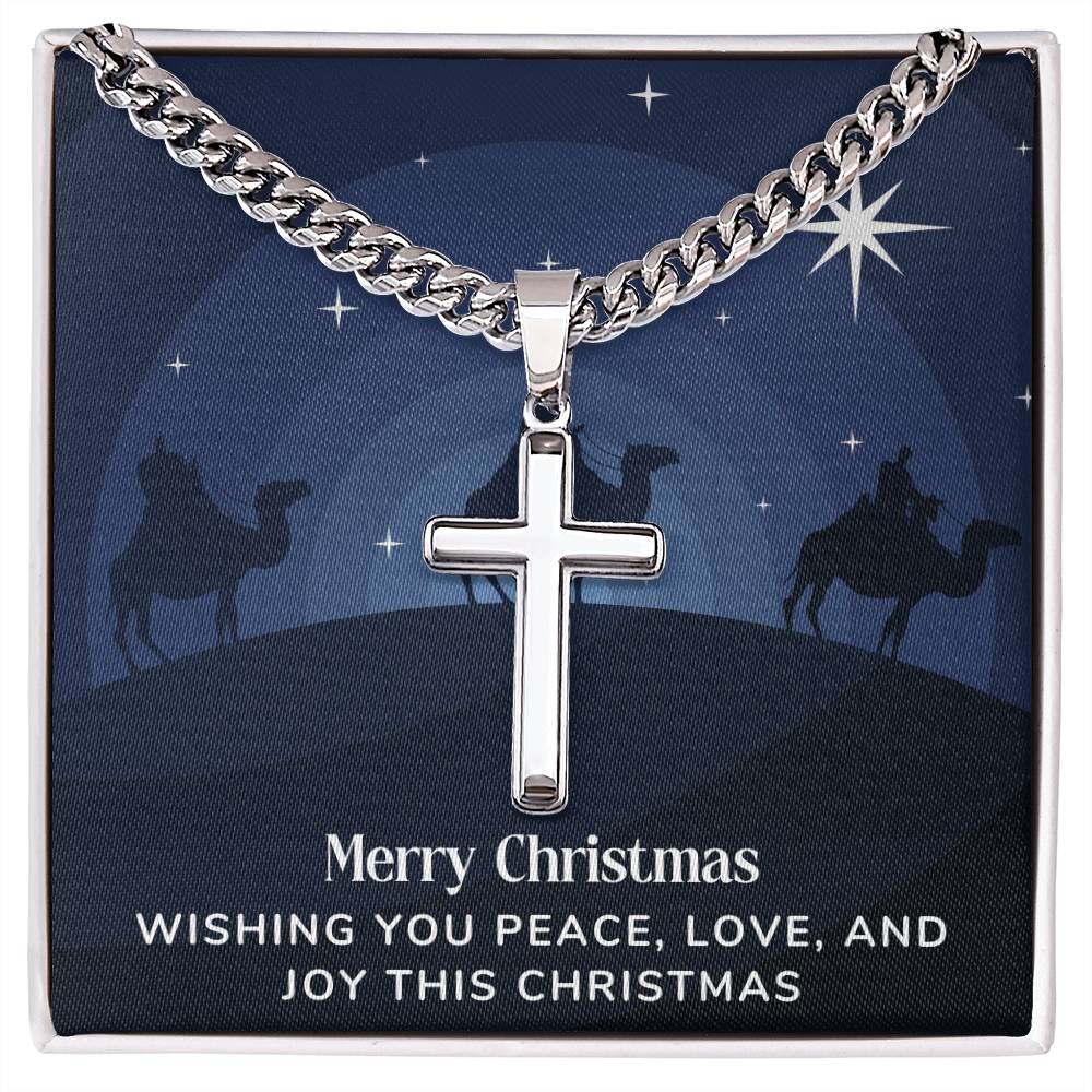 Artisan Cross Personalized Necklace with Christmas Message Card