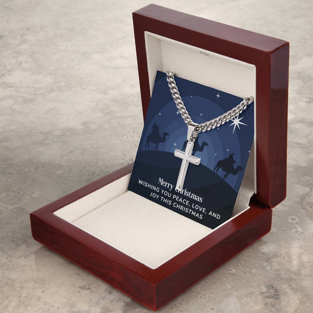 Artisan Cross Personalized Necklace with Christmas Message Card