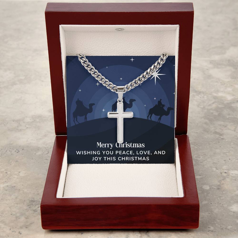Artisan Cross Personalized Necklace with Christmas Message Card