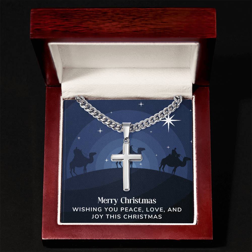 Artisan Cross Personalized Necklace with Christmas Message Card