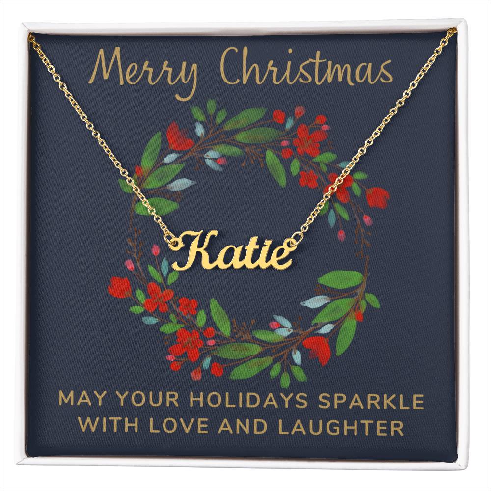 Cursive Style Personalized Necklace with Christmas Message Card