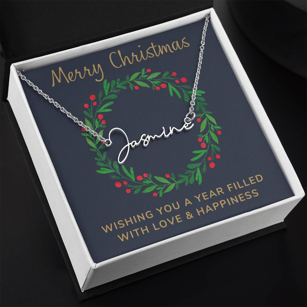 Signature Style Personalized Name Necklace with Christmas Message Card