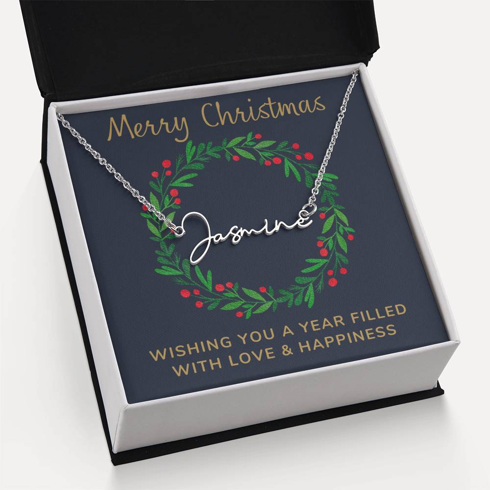 Signature Style Personalized Name Necklace with Christmas Message Card