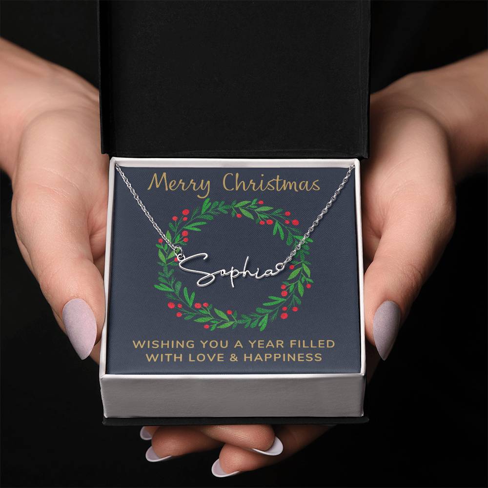 Signature Style Personalized Name Necklace with Christmas Message Card