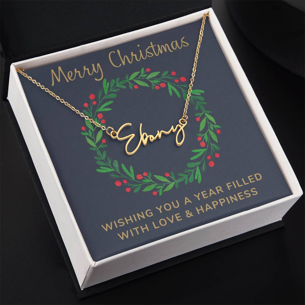 Signature Style Personalized Name Necklace with Christmas Message Card