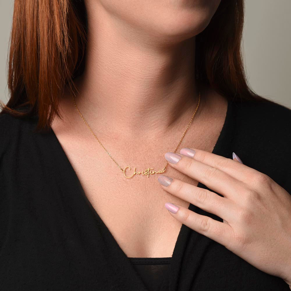 Signature Style Personalized Name Necklace with Christmas Message Card