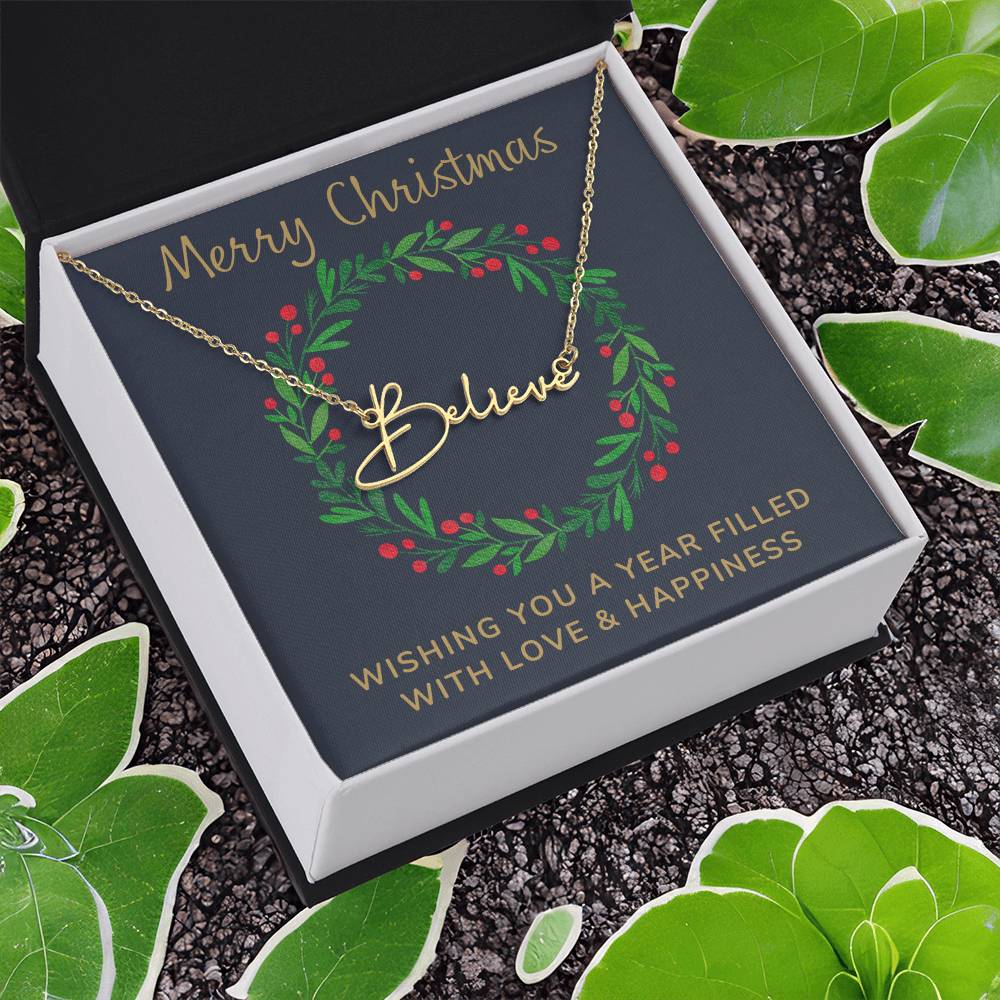 Signature Style Personalized Name Necklace with Christmas Message Card