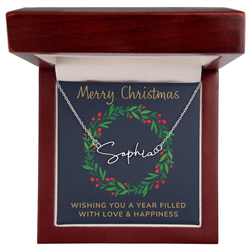 Signature Style Personalized Name Necklace with Christmas Message Card