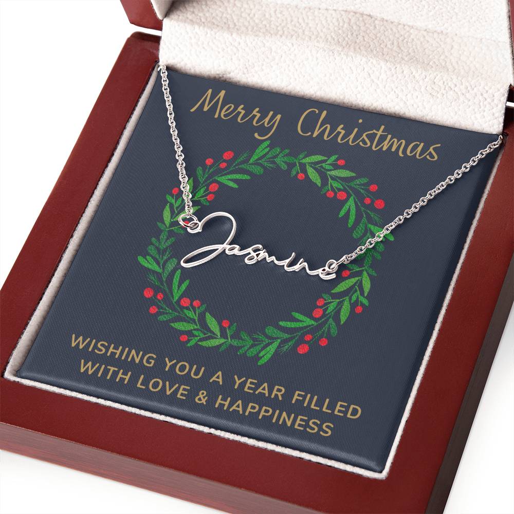 Signature Style Personalized Name Necklace with Christmas Message Card
