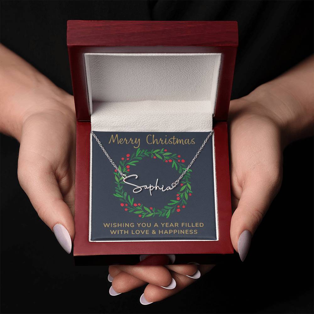 Signature Style Personalized Name Necklace with Christmas Message Card
