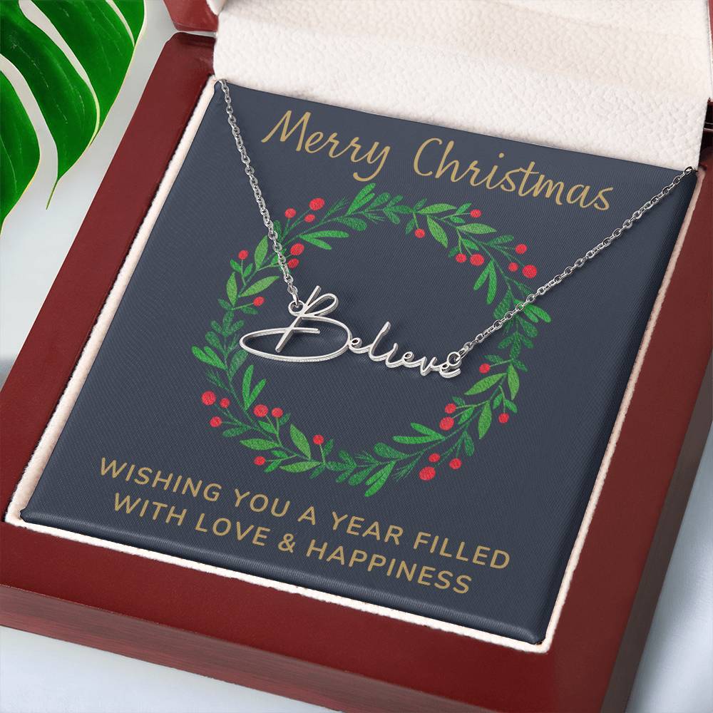 Signature Style Personalized Name Necklace with Christmas Message Card