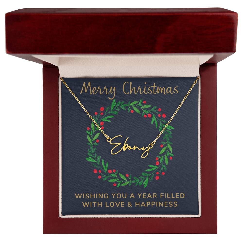 Signature Style Personalized Name Necklace with Christmas Message Card