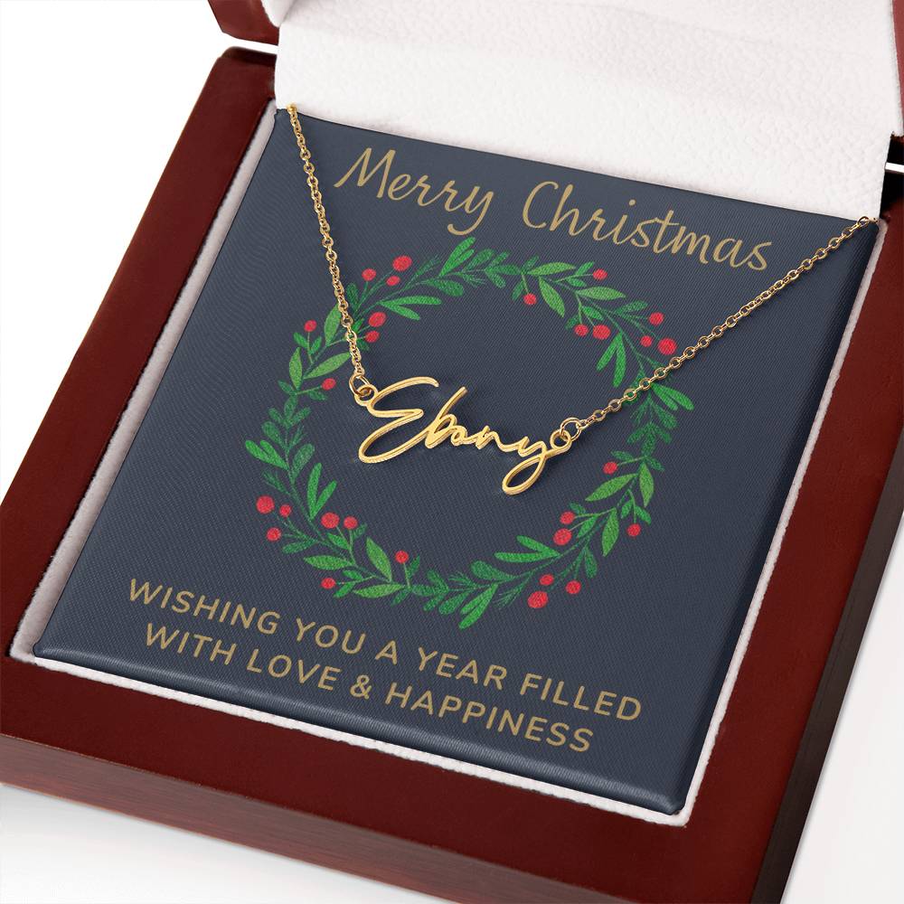 Signature Style Personalized Name Necklace with Christmas Message Card