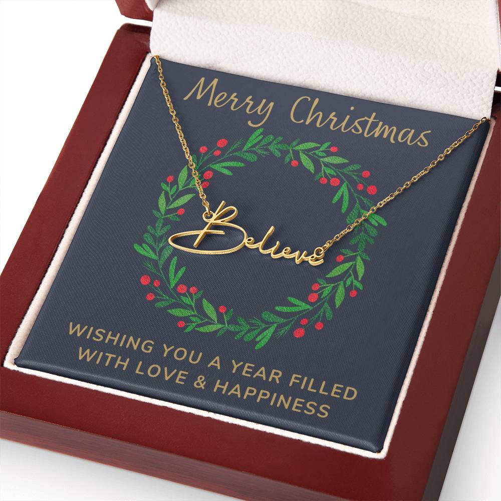 Signature Style Personalized Name Necklace with Christmas Message Card
