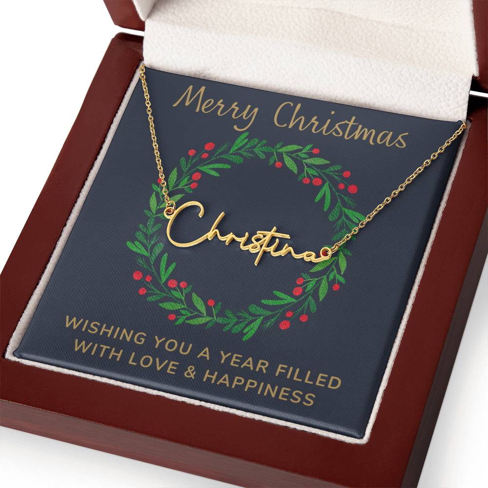 Signature Style Personalized Name Necklace with Christmas Message Card