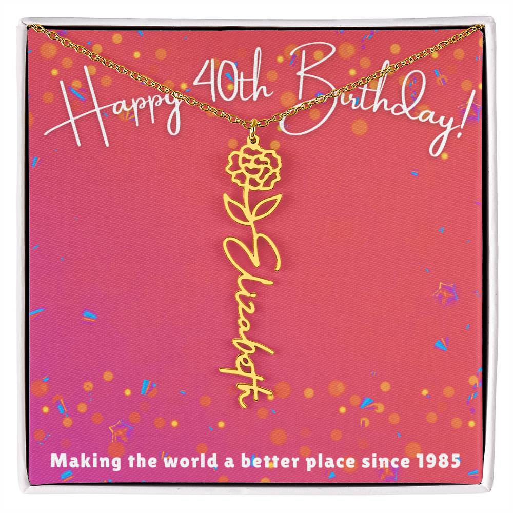 Milestone Birthday Flower Name Necklace