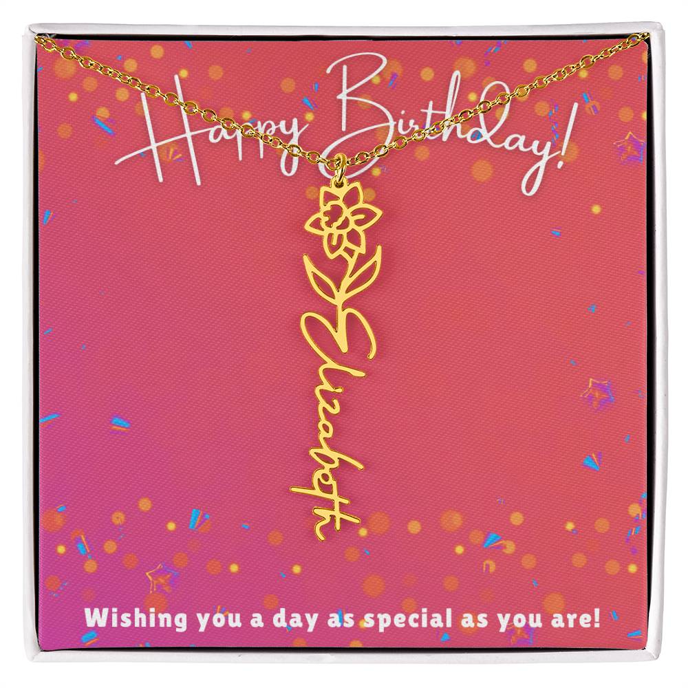 Flower Name Birthday Necklace