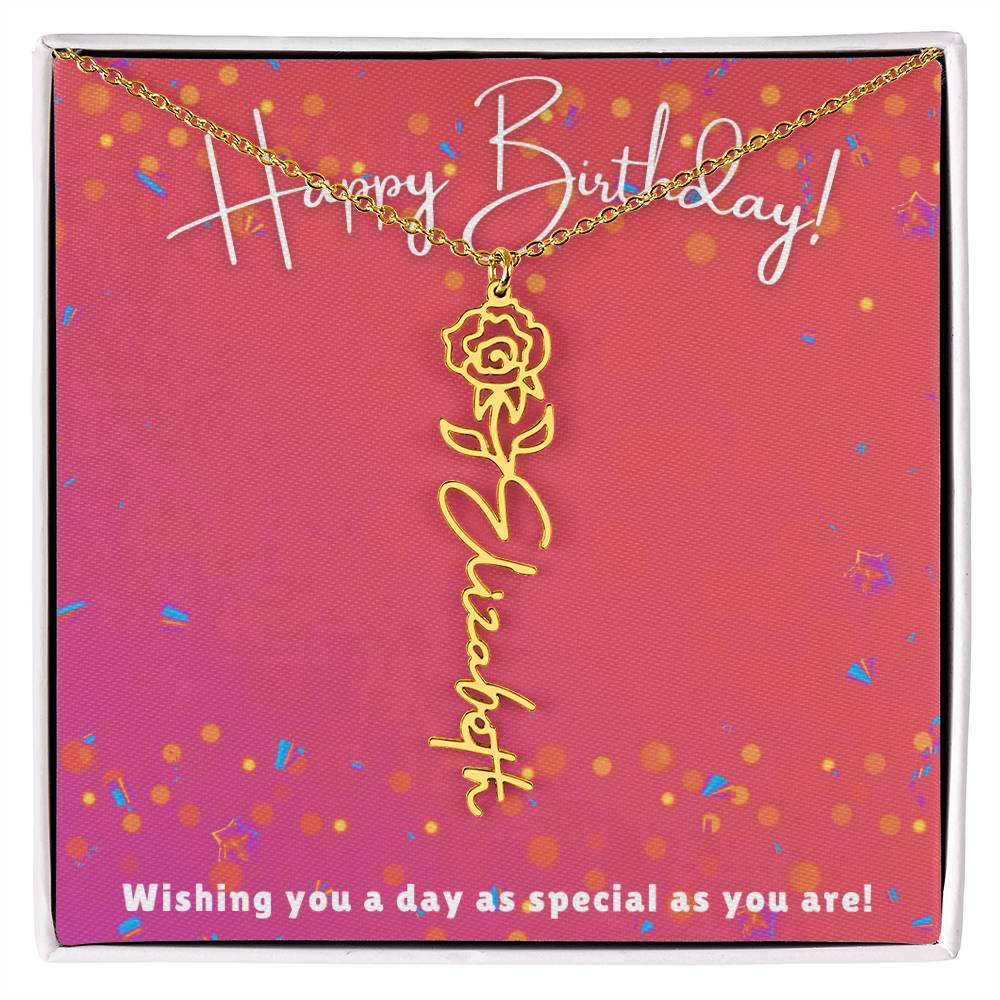 Flower Name Birthday Necklace