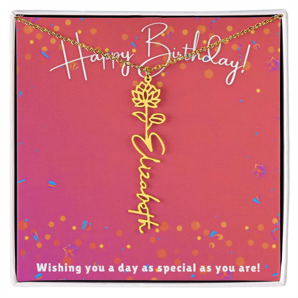 Flower Name Birthday Necklace