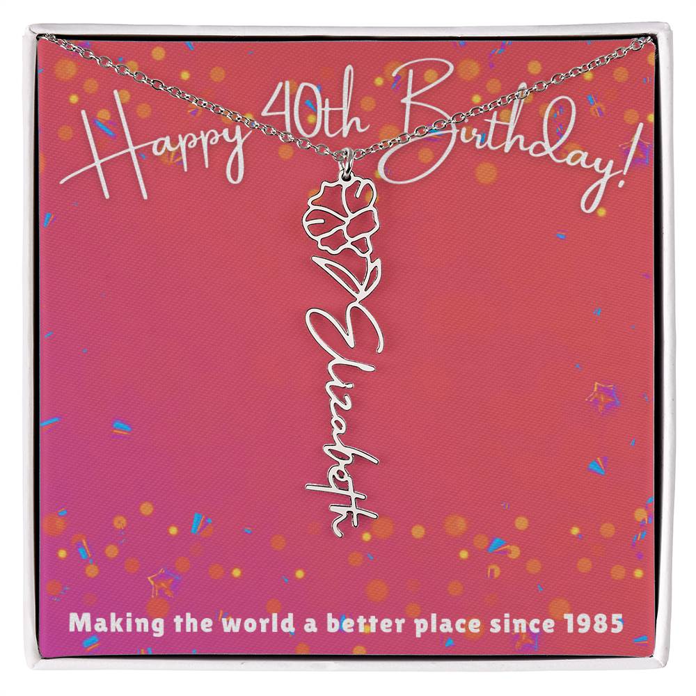 Milestone Birthday Flower Name Necklace