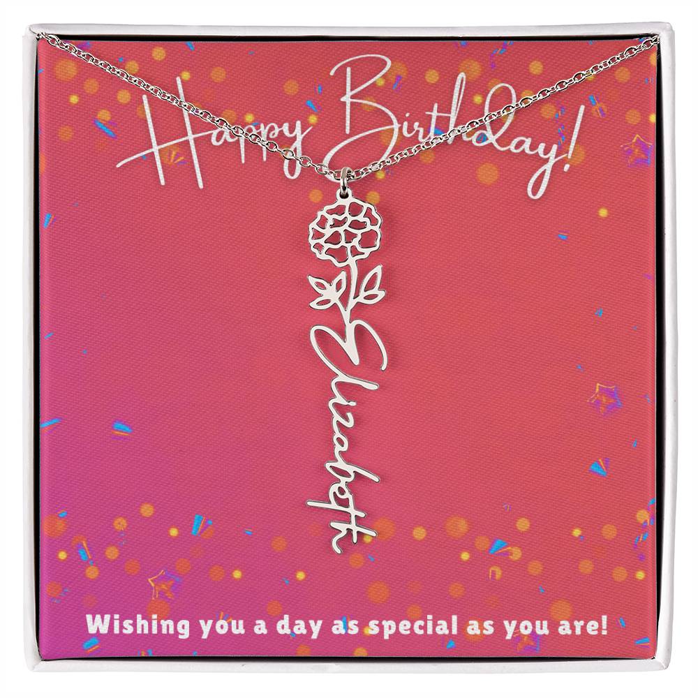 Flower Name Birthday Necklace