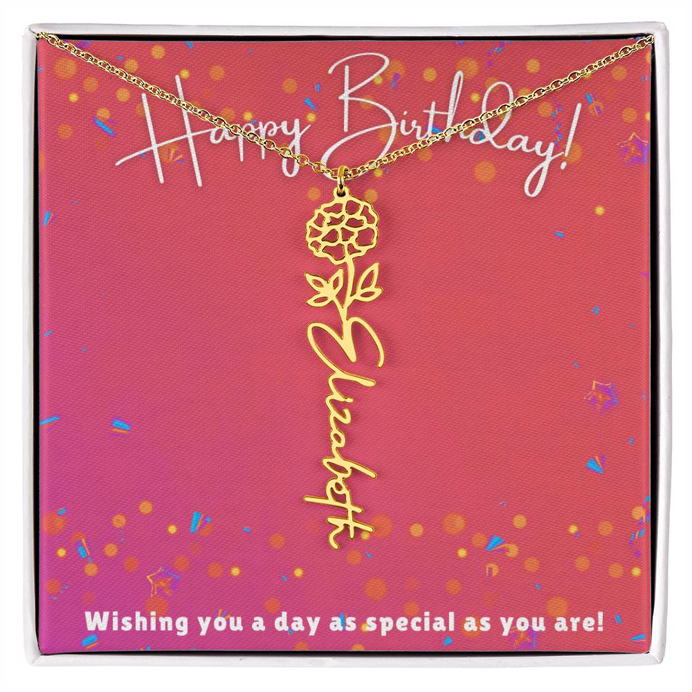 Flower Name Birthday Necklace