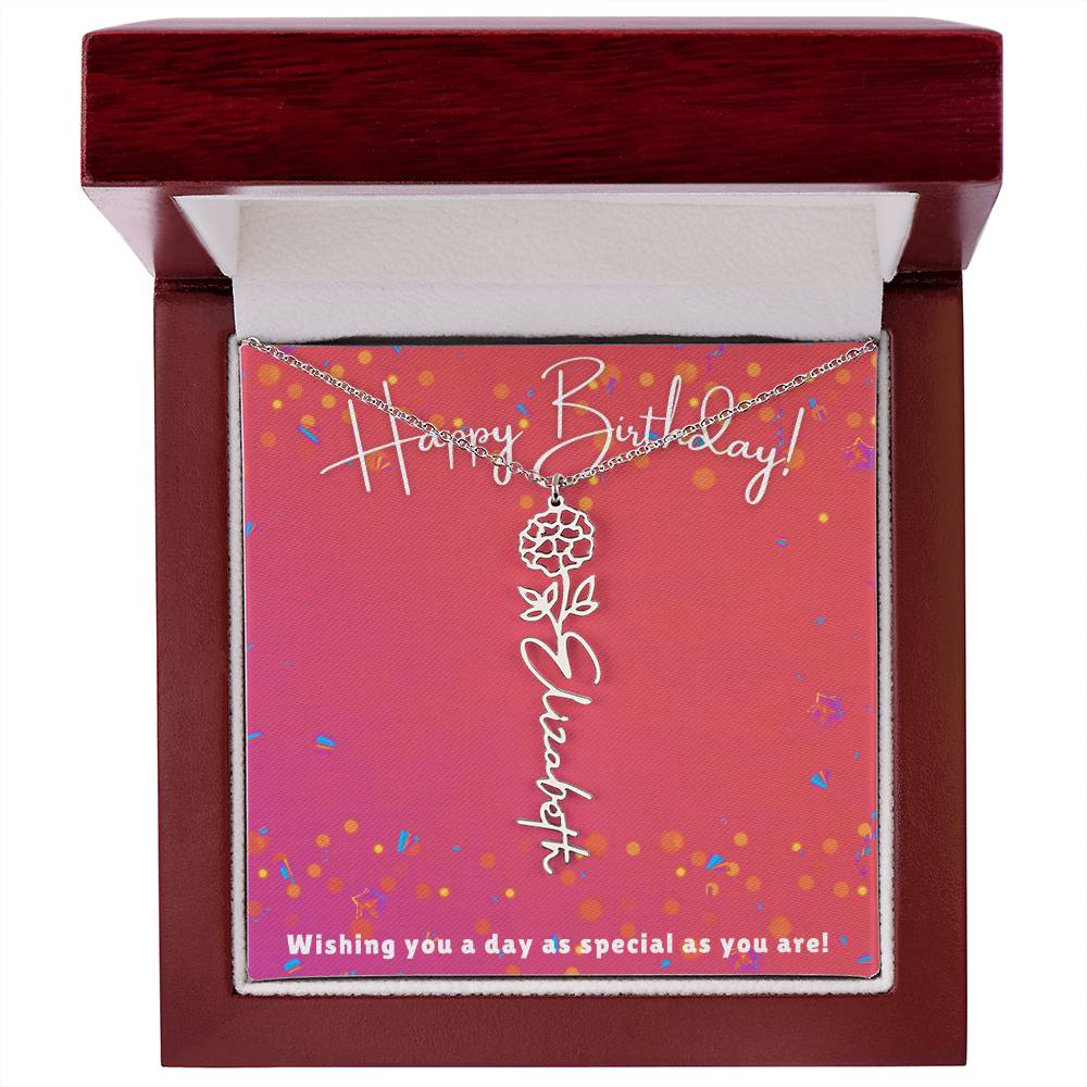 Flower Name Birthday Necklace