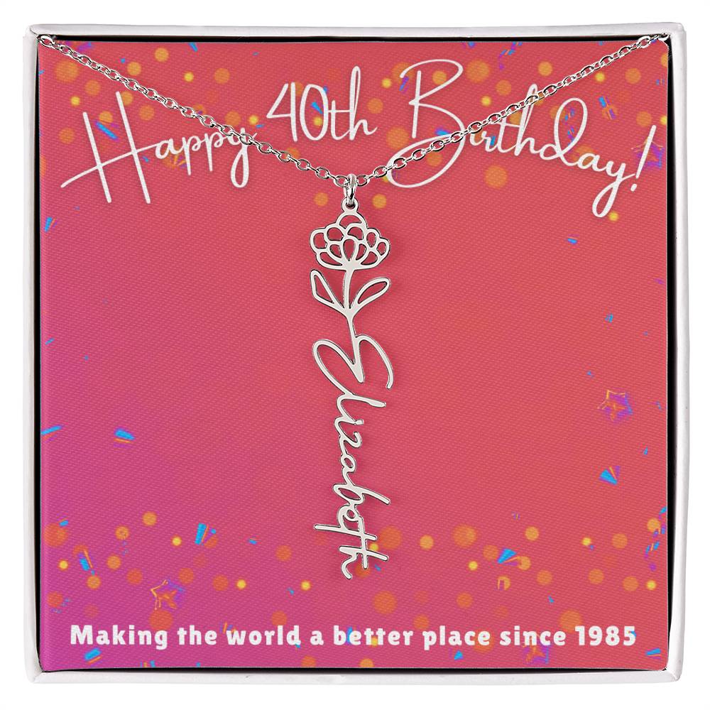 Milestone Birthday Flower Name Necklace