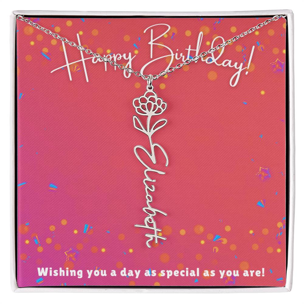 Flower Name Birthday Necklace