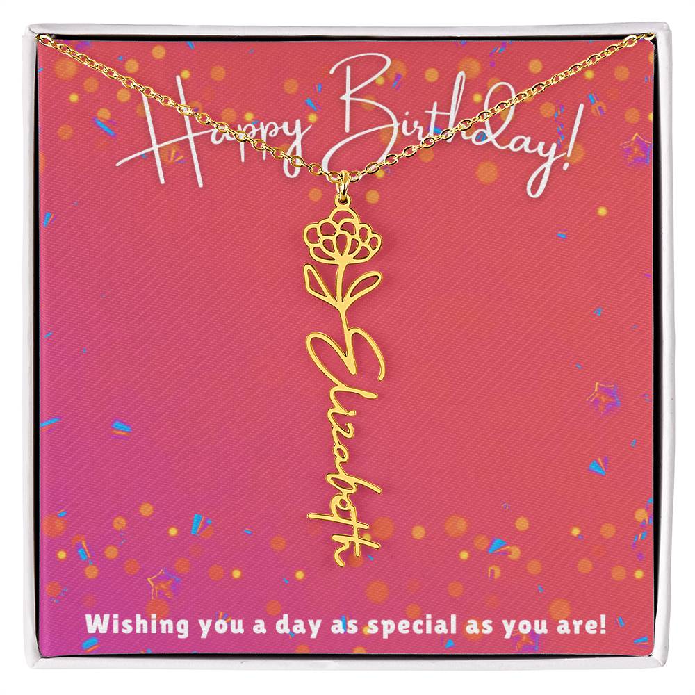 Flower Name Birthday Necklace
