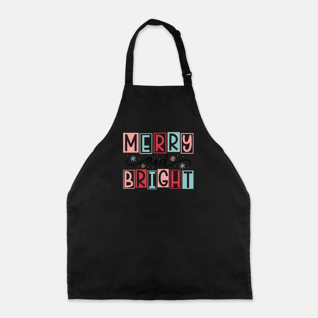 Merry and Bright Black Apron (Full-Length)