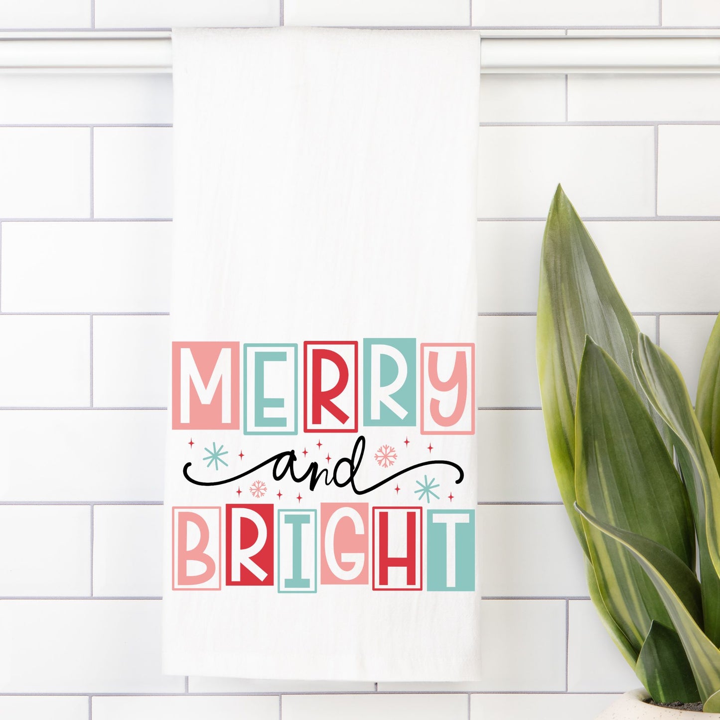 Merry and Bright Tea Towel (Flour Sack)