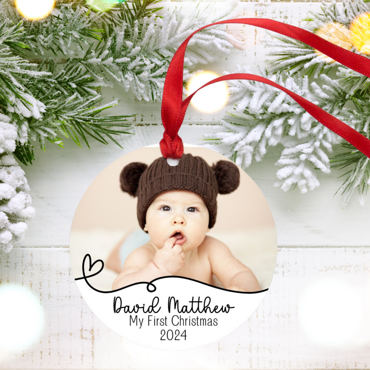 Baby's First Christmas Personalized Photo Ornament