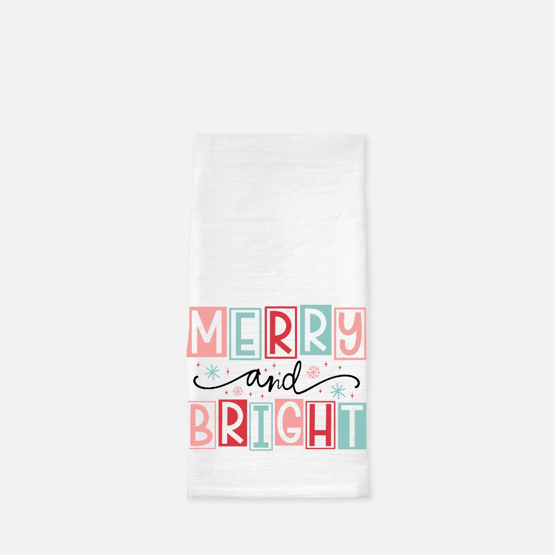 Merry and Bright Tea Towel (Flour Sack)