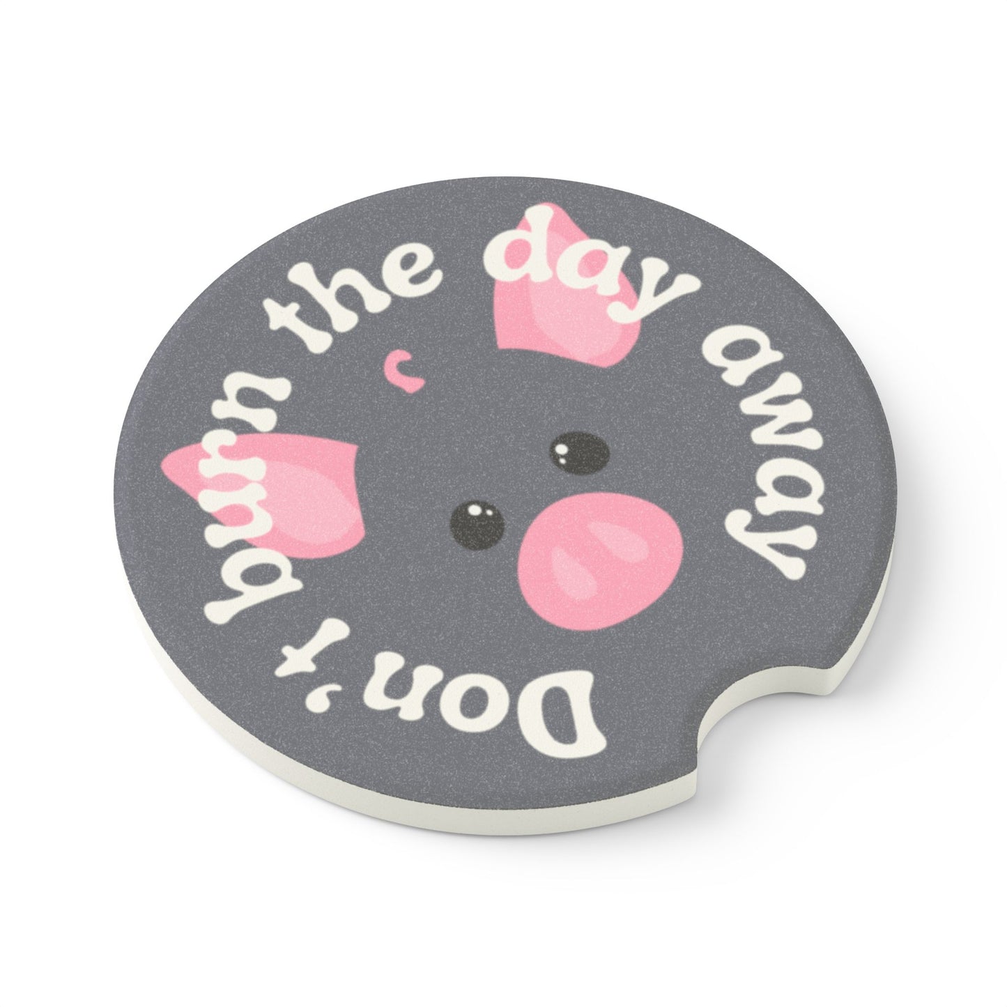 Pig Don't Burn The Day Away Soapstone Car Coaster