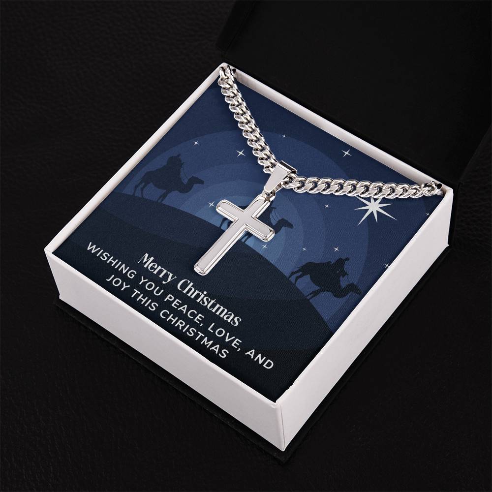 Artisan Cross Personalized Necklace with Christmas Message Card