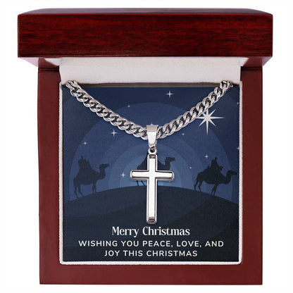 Artisan Cross Personalized Necklace with Christmas Message Card