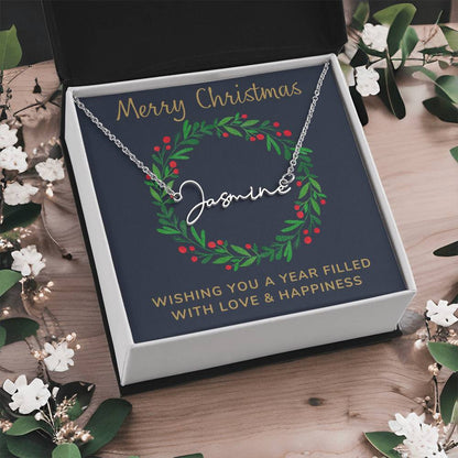 Signature Style Personalized Name Necklace with Christmas Message Card