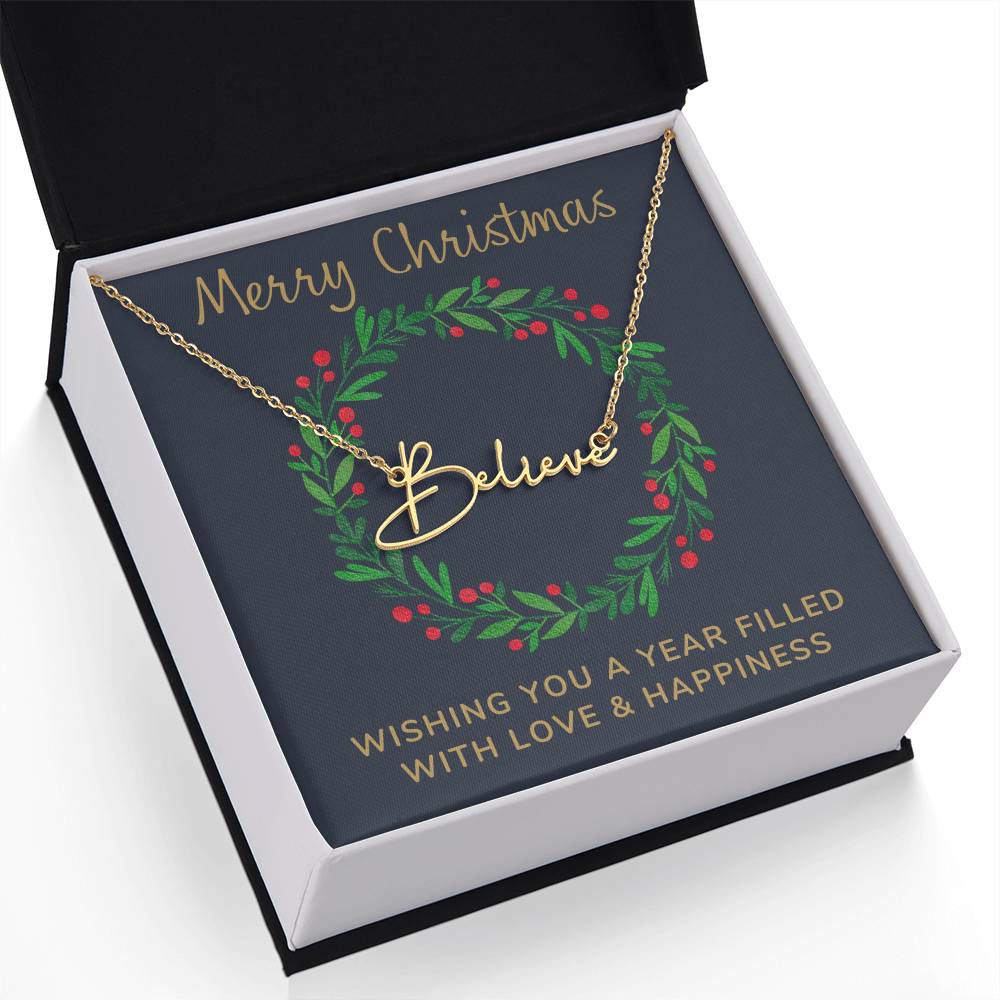 Signature Style Personalized Name Necklace with Christmas Message Card