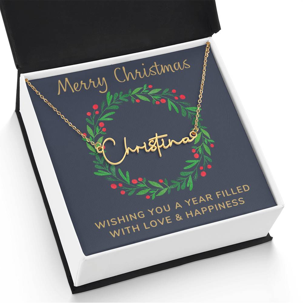 Signature Style Personalized Name Necklace with Christmas Message Card