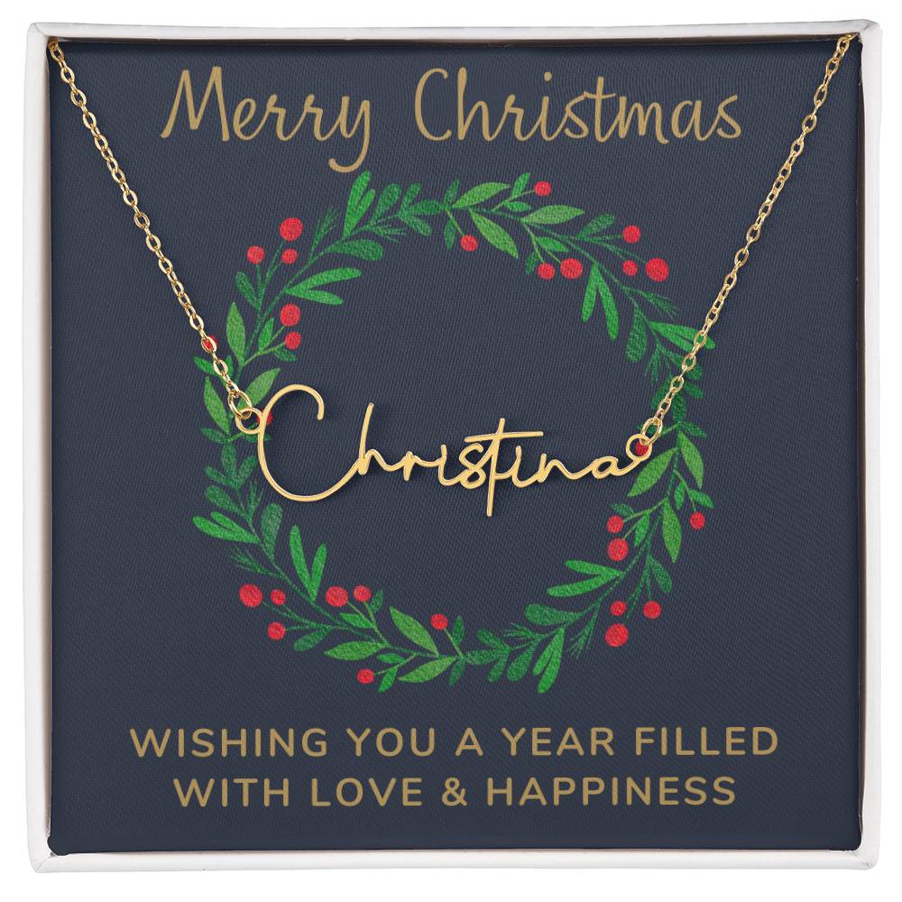 Signature Style Personalized Name Necklace with Christmas Message Card