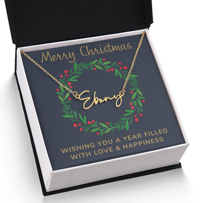 Signature Style Personalized Name Necklace with Christmas Message Card