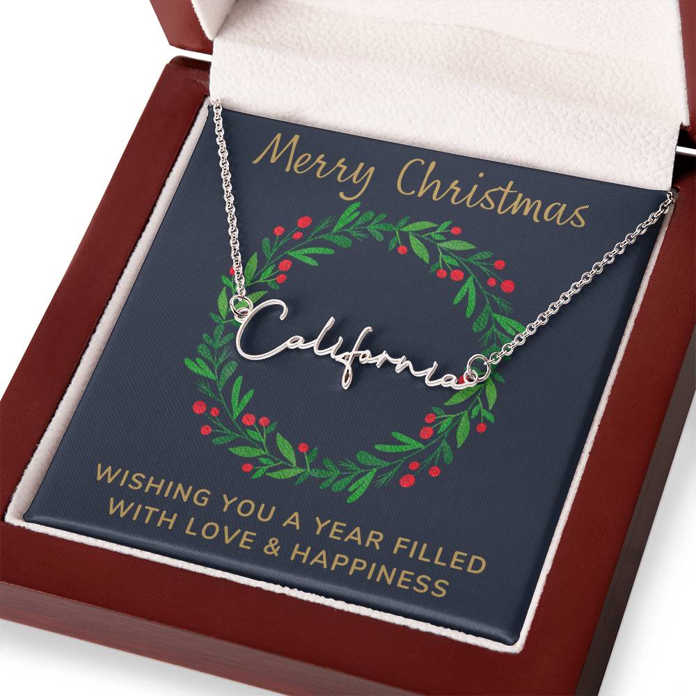 Signature Style Personalized Name Necklace with Christmas Message Card