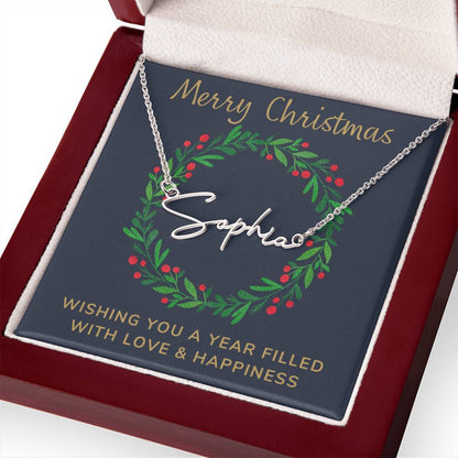 Signature Style Personalized Name Necklace with Christmas Message Card